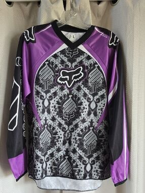 Fox Purple and Black Racing Jersey with White Logo